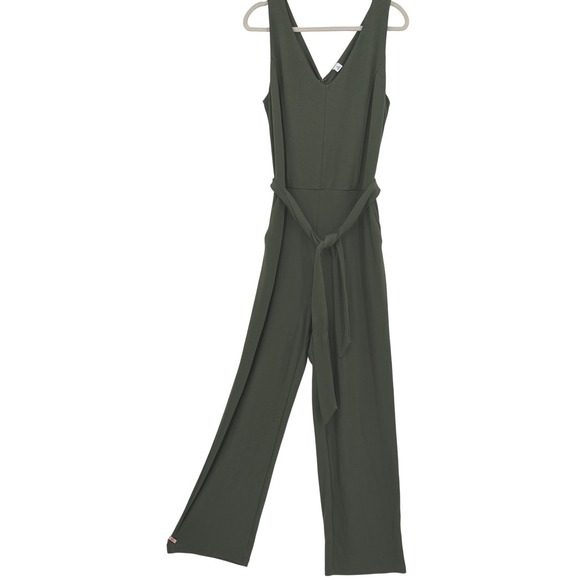 Old‎ Navy Olive Green Jumpsuit Women's L Tall Sleeveless V Neck Belted - Picture 2 of 12